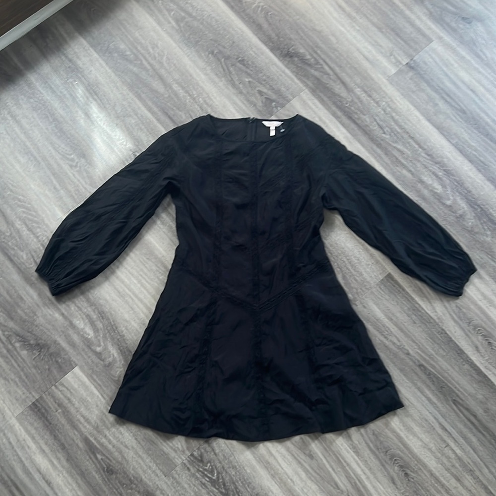 Rebecca Taylor Black Sheer Dress Women’s  Embroidered Cocktail Mini Size XS